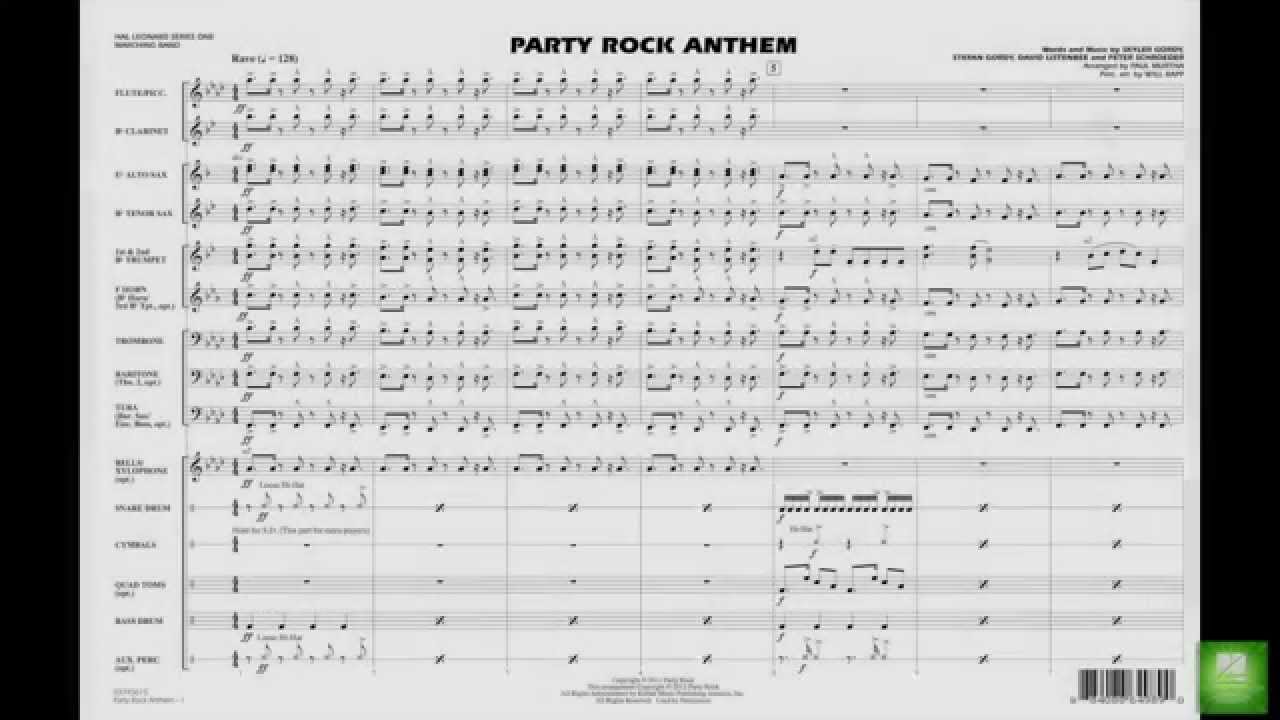 party rock anthem marching band arrangement pdf download